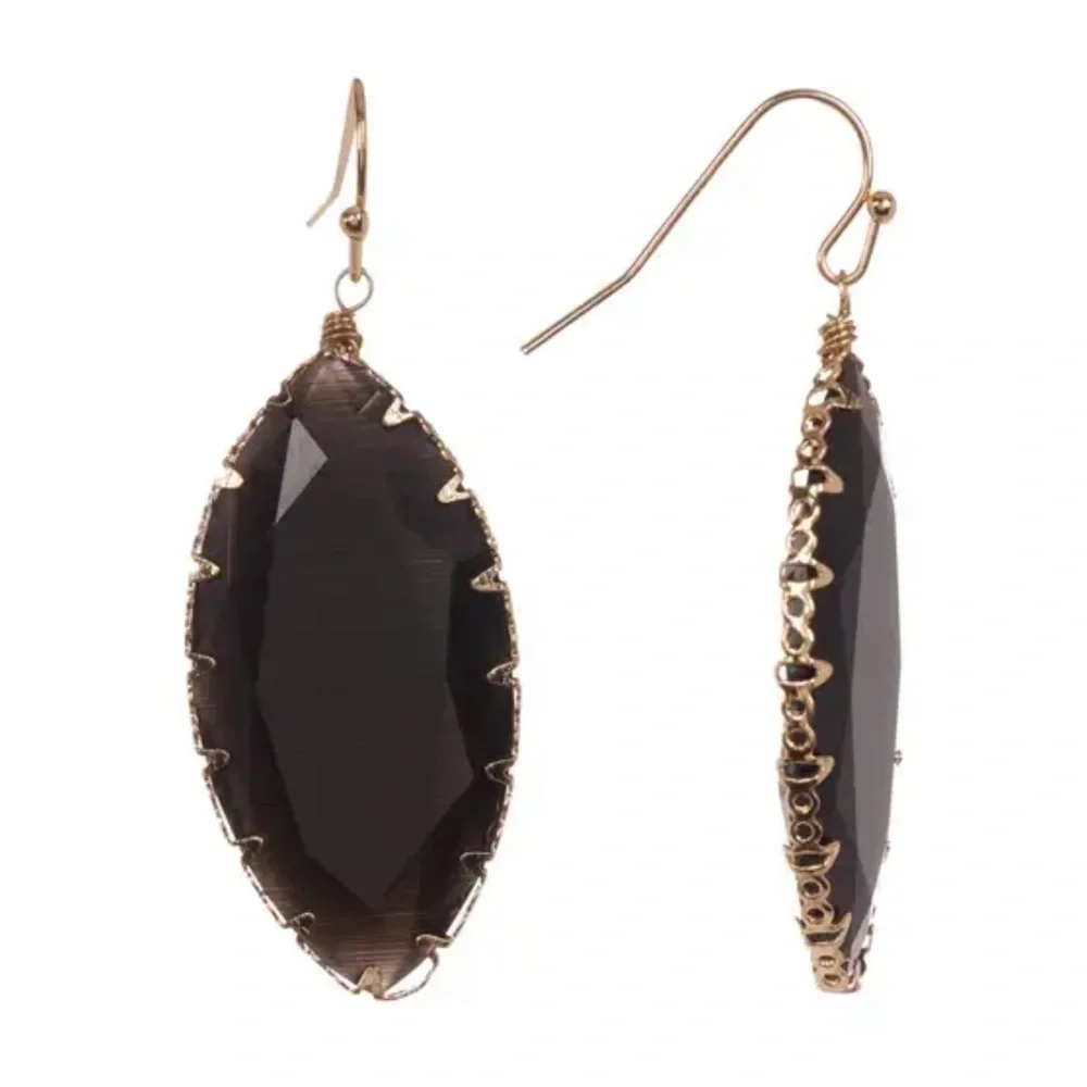 14th & Union Women’s Elegant Wire Wrapped Stone Black Drop Evening Earrings